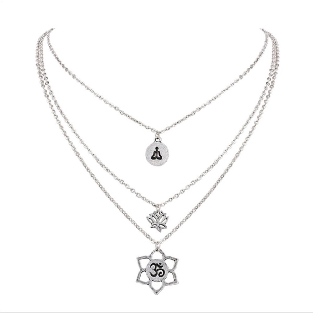 3 layer lotus flower necklace - Picture 2 of 7